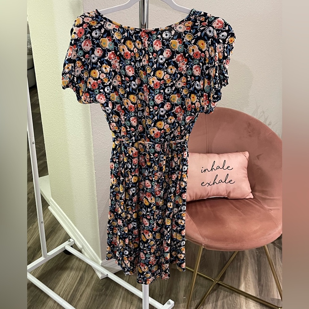 Loft Floral V Neck Dress - Size S